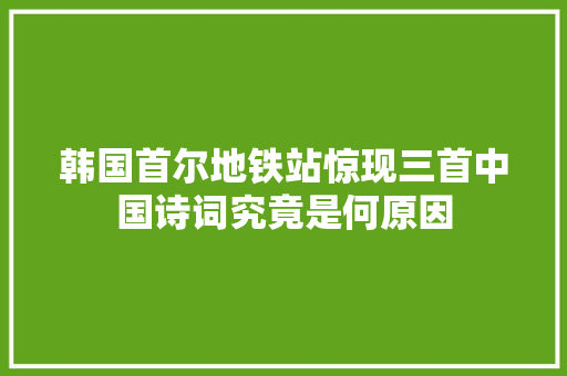 韩国首尔地铁站惊现三首中国诗词究竟是何原因