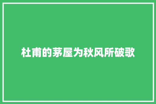 杜甫的茅屋为秋风所破歌