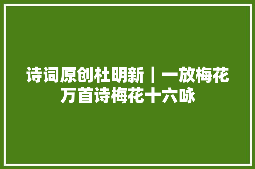 诗词原创杜明新｜一放梅花万首诗梅花十六咏