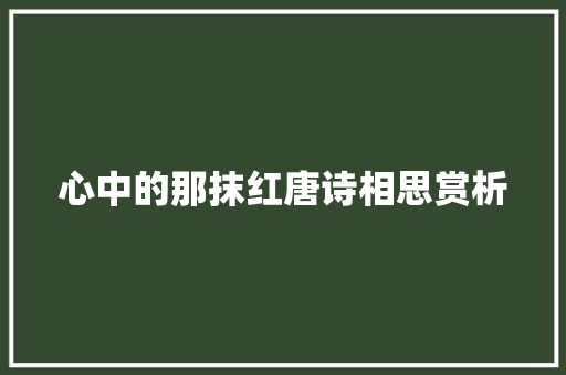 心中的那抹红唐诗相思赏析