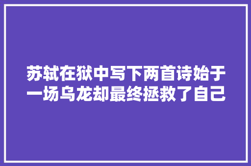 苏轼在狱中写下两首诗始于一场乌龙却最终拯救了自己