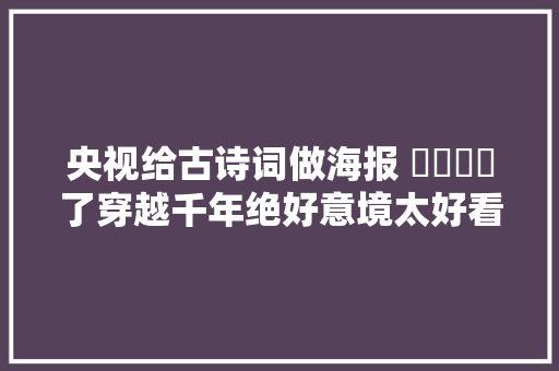 央视给古诗词做海报 ​​​​了穿越千年绝好意境太好看了吧