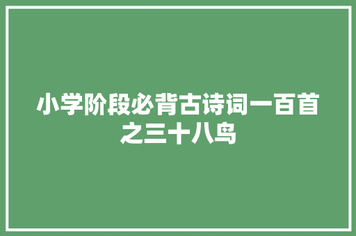 小学阶段必背古诗词一百首之三十八鸟