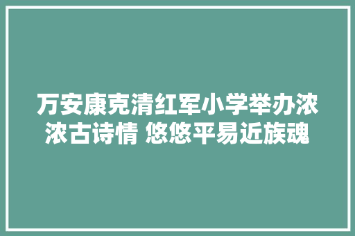 万安康克清红军小学举办浓浓古诗情 悠悠平易近族魂大年夜阅读活动之古诗词大年夜会