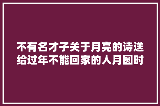 不有名才子关于月亮的诗送给过年不能回家的人月圆时最思乡