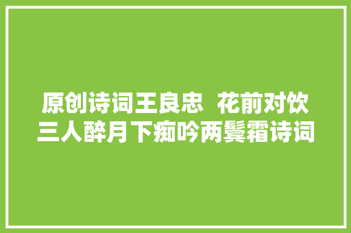 原创诗词王良忠  花前对饮三人醉月下痴吟两鬓霜诗词五首
