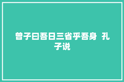 曾子曰吾日三省乎吾身  孔子说