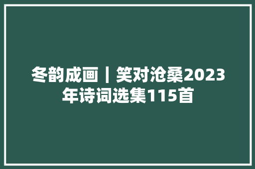 冬韵成画｜笑对沧桑2023年诗词选集115首