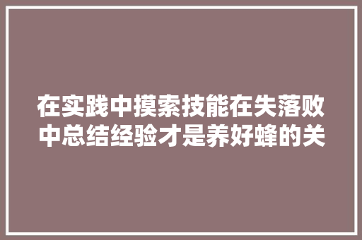 在实践中摸索技能在失落败中总结经验才是养好蜂的关键