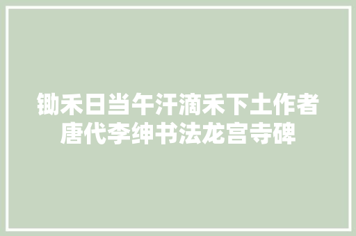 锄禾日当午汗滴禾下土作者唐代李绅书法龙宫寺碑