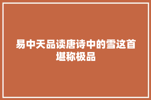 易中天品读唐诗中的雪这首堪称极品