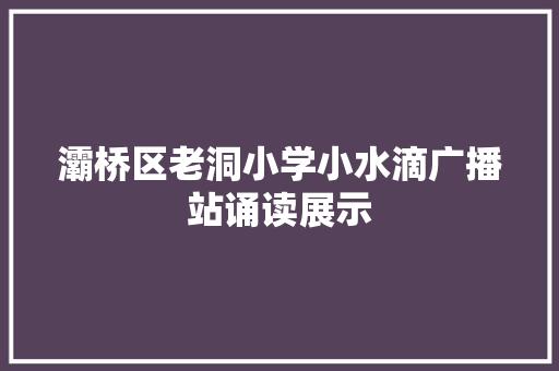 灞桥区老洞小学小水滴广播站诵读展示
