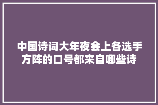 中国诗词大年夜会上各选手方阵的口号都来自哪些诗