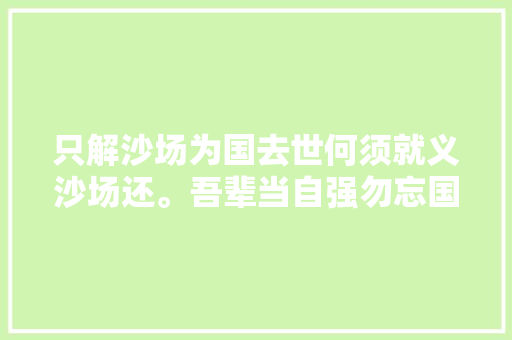 只解沙场为国去世何须就义沙场还。吾辈当自强勿忘国耻