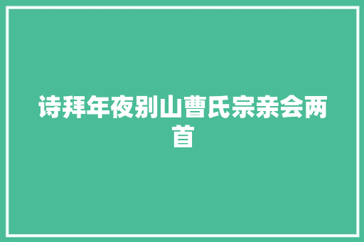 诗拜年夜别山曹氏宗亲会两首