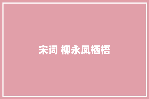 宋词 柳永凤栖梧
