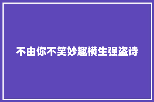 不由你不笑妙趣横生强盗诗