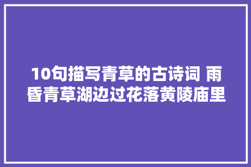 10句描写青草的古诗词 雨昏青草湖边过花落黄陵庙里啼