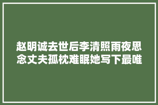 赵明诚去世后李清照雨夜思念丈夫孤枕难眠她写下最唯美的孤独