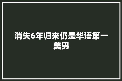 消失6年归来仍是华语第一美男
