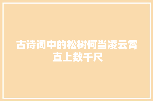 古诗词中的松树何当凌云霄 直上数千尺