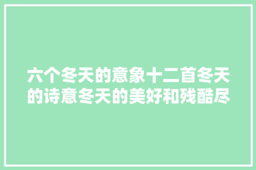 六个冬天的意象十二首冬天的诗意冬天的美好和残酷尽在个中
