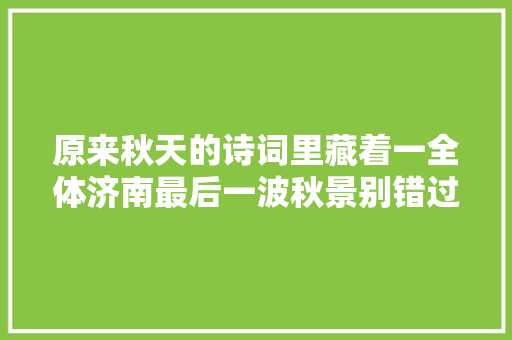原来秋天的诗词里藏着一全体济南最后一波秋景别错过