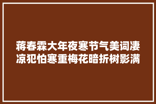 蒋春霖大年夜寒节气美词凄凉犯怕寒重梅花暗折树影满地压冻月