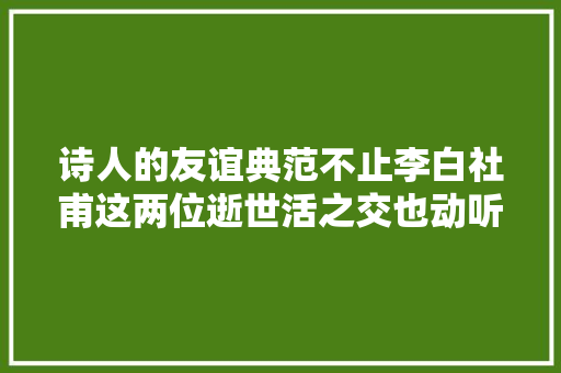 诗人的友谊典范不止李白社甫这两位逝世活之交也动听至深