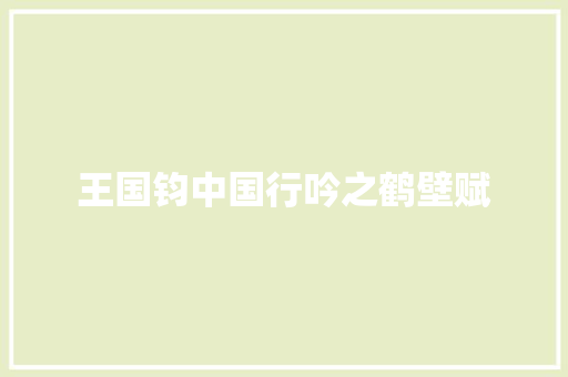 王国钧中国行吟之鹤壁赋