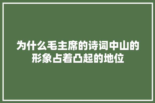 为什么毛主席的诗词中山的形象占着凸起的地位