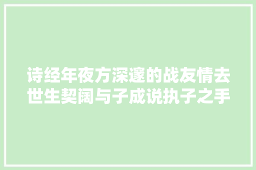 诗经年夜方深邃的战友情去世生契阔与子成说执子之手与子偕老