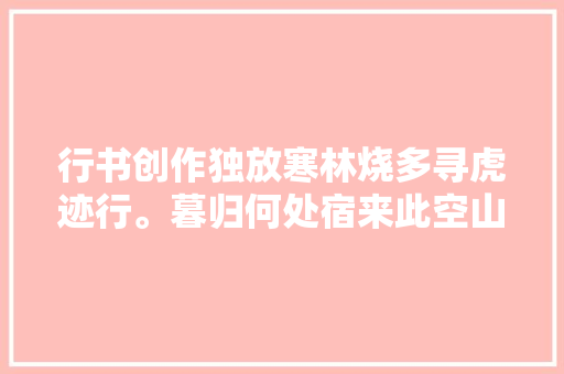 行书创作独放寒林烧多寻虎迹行。暮归何处宿来此空山耕
