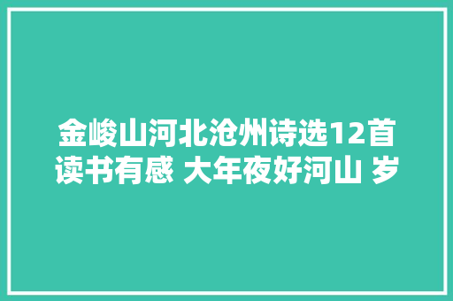 金峻山河北沧州诗选12首读书有感 大年夜好河山 岁寒三友 宝贵糊涂