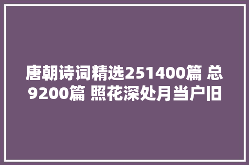 唐朝诗词精选251400篇 总9200篇 照花深处月当户旧时山