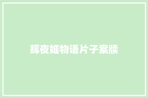 辉夜姬物语片子案牍