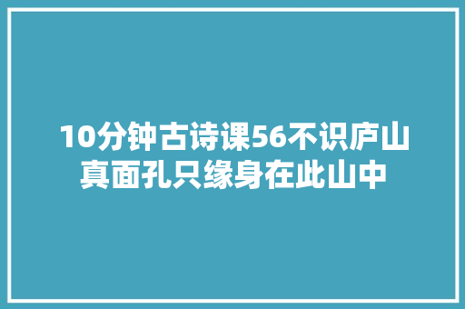 10分钟古诗课56不识庐山真面孔只缘身在此山中