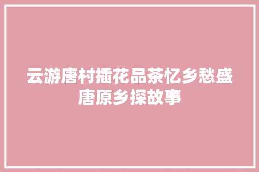 云游唐村插花品茶忆乡愁盛唐原乡探故事