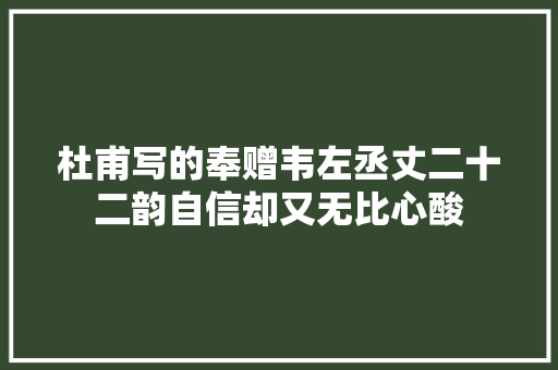 杜甫写的奉赠韦左丞丈二十二韵自信却又无比心酸