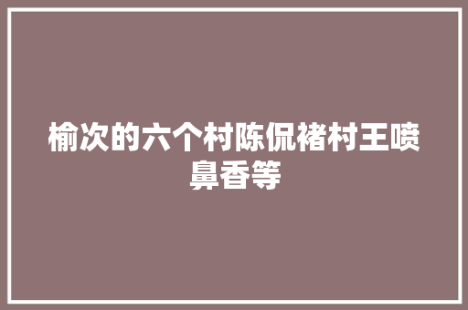 榆次的六个村陈侃褚村王喷鼻香等