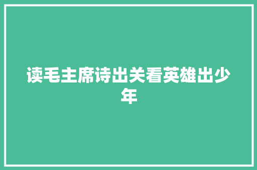 读毛主席诗出关看英雄出少年