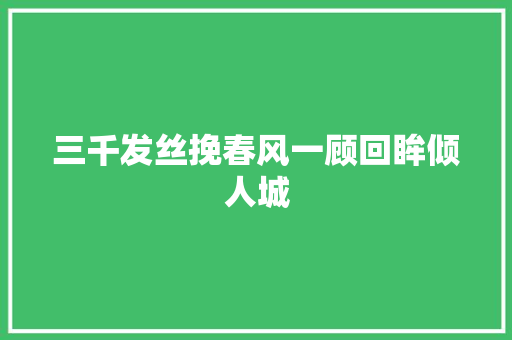 三千发丝挽春风一顾回眸倾人城