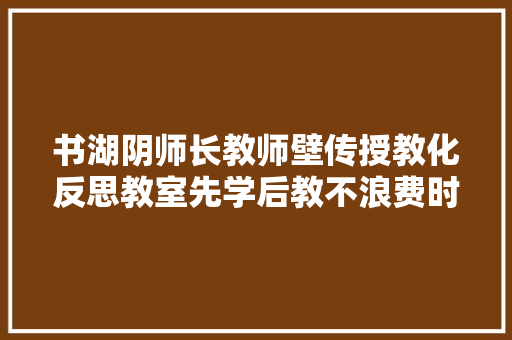 书湖阴师长教师壁传授教化反思教室先学后教不浪费时间效率还高