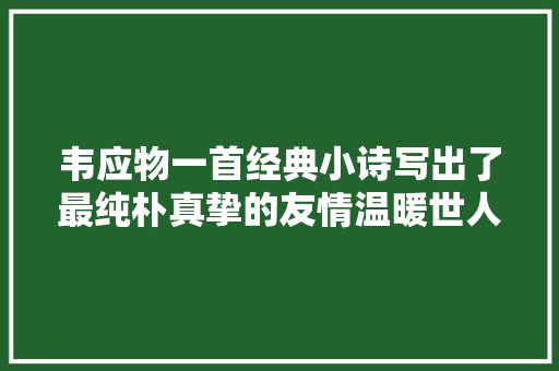 韦应物一首经典小诗写出了最纯朴真挚的友情温暖世人一千年