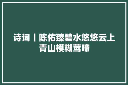 诗词丨陈佑臻碧水悠悠云上青山模糊莺啼