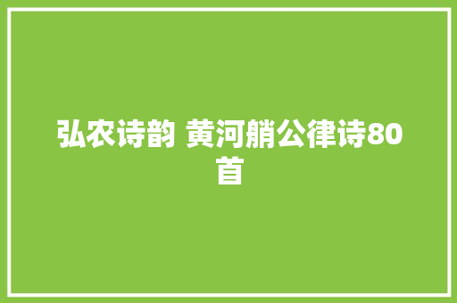 弘农诗韵 黄河艄公律诗80首