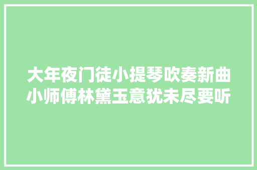 大年夜门徒小提琴吹奏新曲小师傅林黛玉意犹未尽要听到绕梁三日