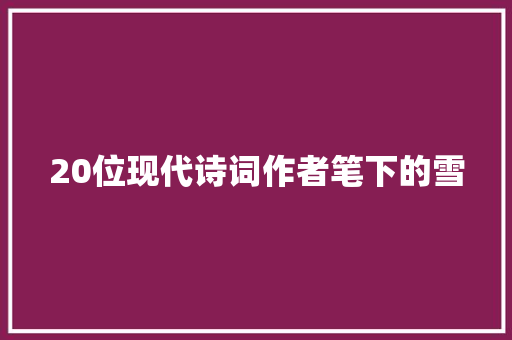 20位现代诗词作者笔下的雪