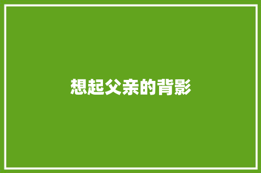 想起父亲的背影