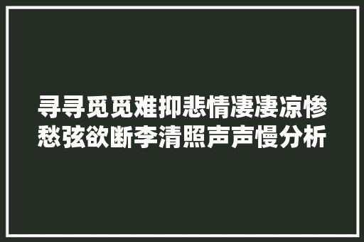 寻寻觅觅难抑悲情凄凄凉惨愁弦欲断李清照声声慢分析